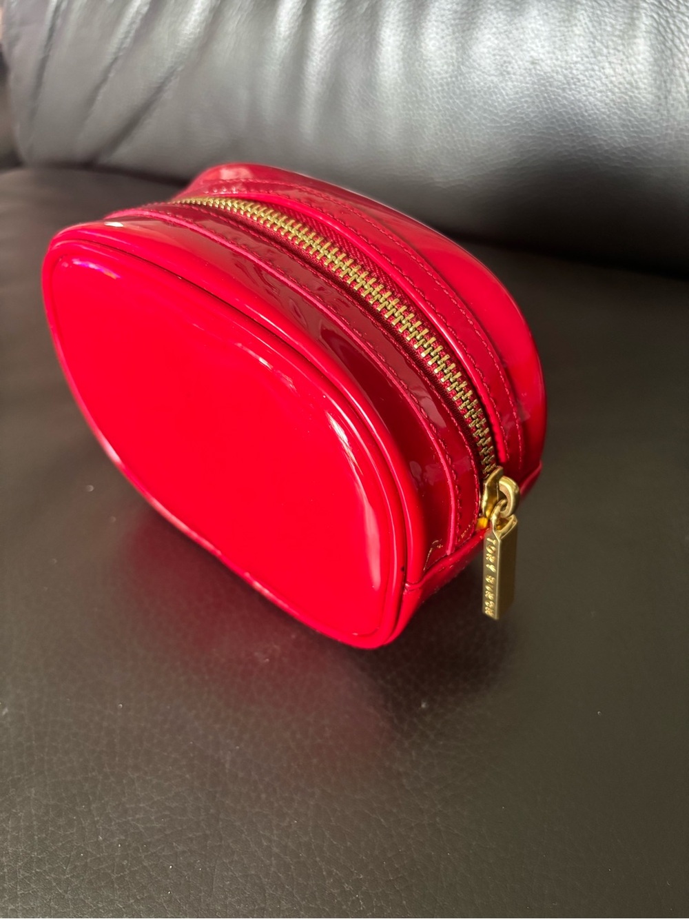Tory Burch Red Patent Leather Cosmetic Toiletry Bag - Picture 9 of 11